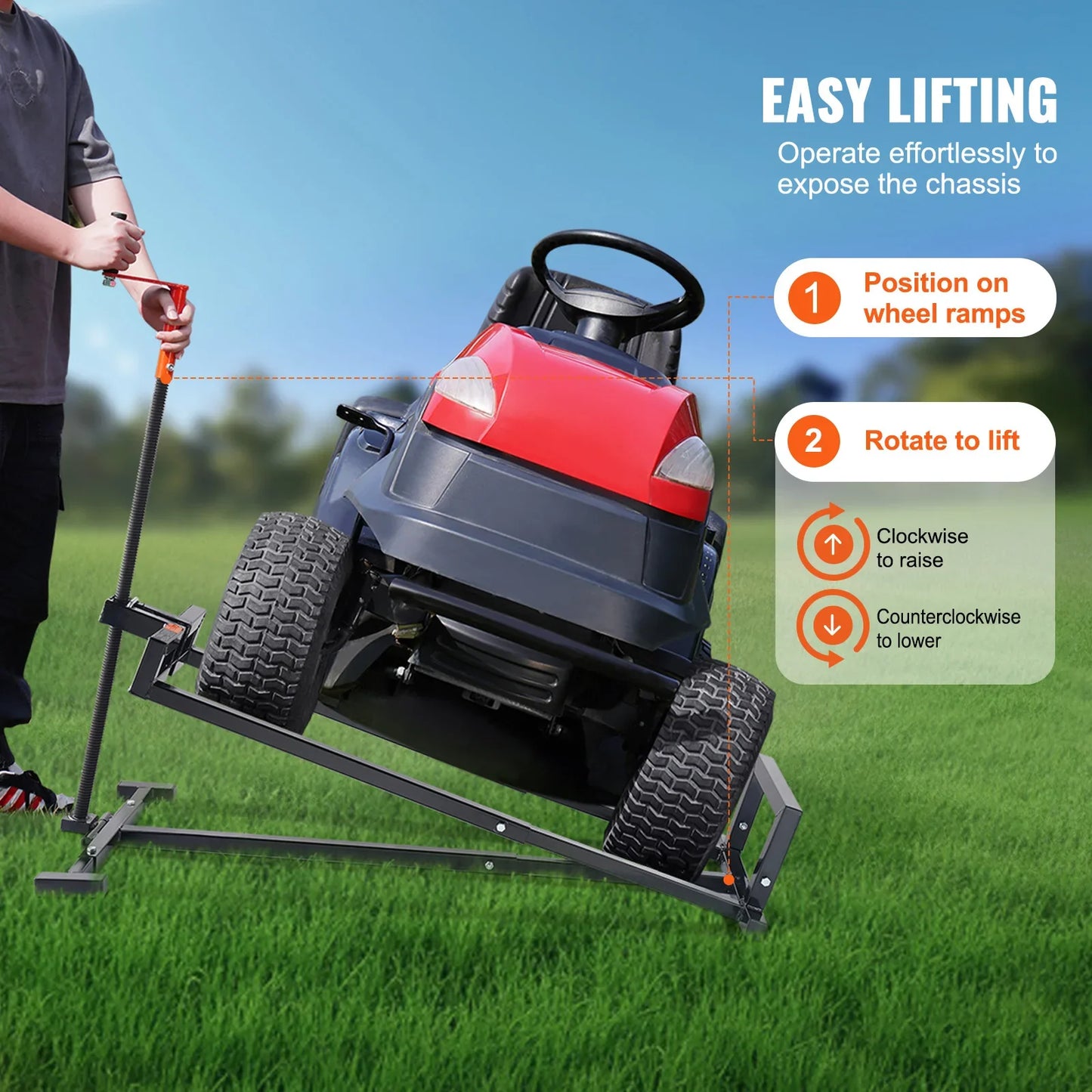 Lawn Mower Lift Jack - Adjustable 500/880 Lbs Hydraulic & Threaded Garden Tractor Lifter