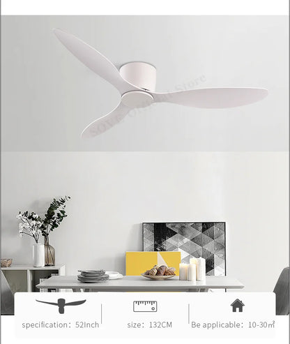SOVE White Ultra-Thin 17cm DC Ceiling Fan — Low Floor Remote Control, Simple Design, No Light, 220V