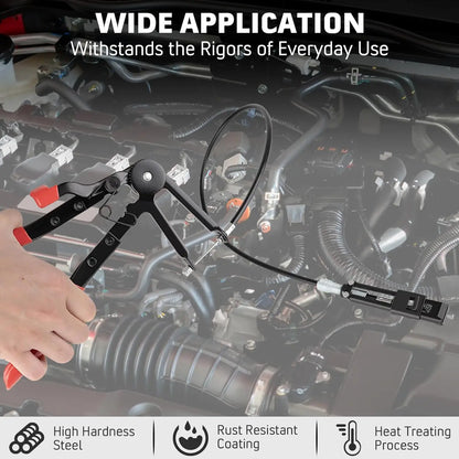 Flexible Hose Clamp Pliers - Long Cable-Type Tool for Auto Hose Removal, Repair & Maintenance