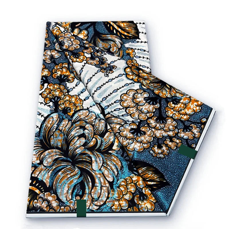 Grand African Glitter Wax Fabric - 6 Yards Soft Cotton Ankara Print Material for Nigerian Clothing
