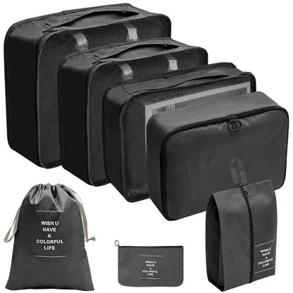 7–10 Pc Travel Organizer Storage Bags Set – Portable Packing Cubes for Suitcase, Clothes, Shoes & Luggage Tidy Pouch