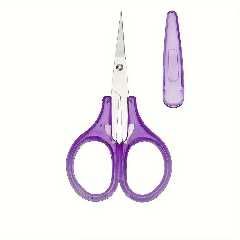 Compact Precision Craft Scissors - Sharp Stainless Steel Blades with Protective Cap for Travel, Stationery & DIY Projects