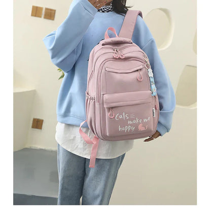 Teen Girls School Backpack | Pink Waterproof Bag for Primary & Middle School Students