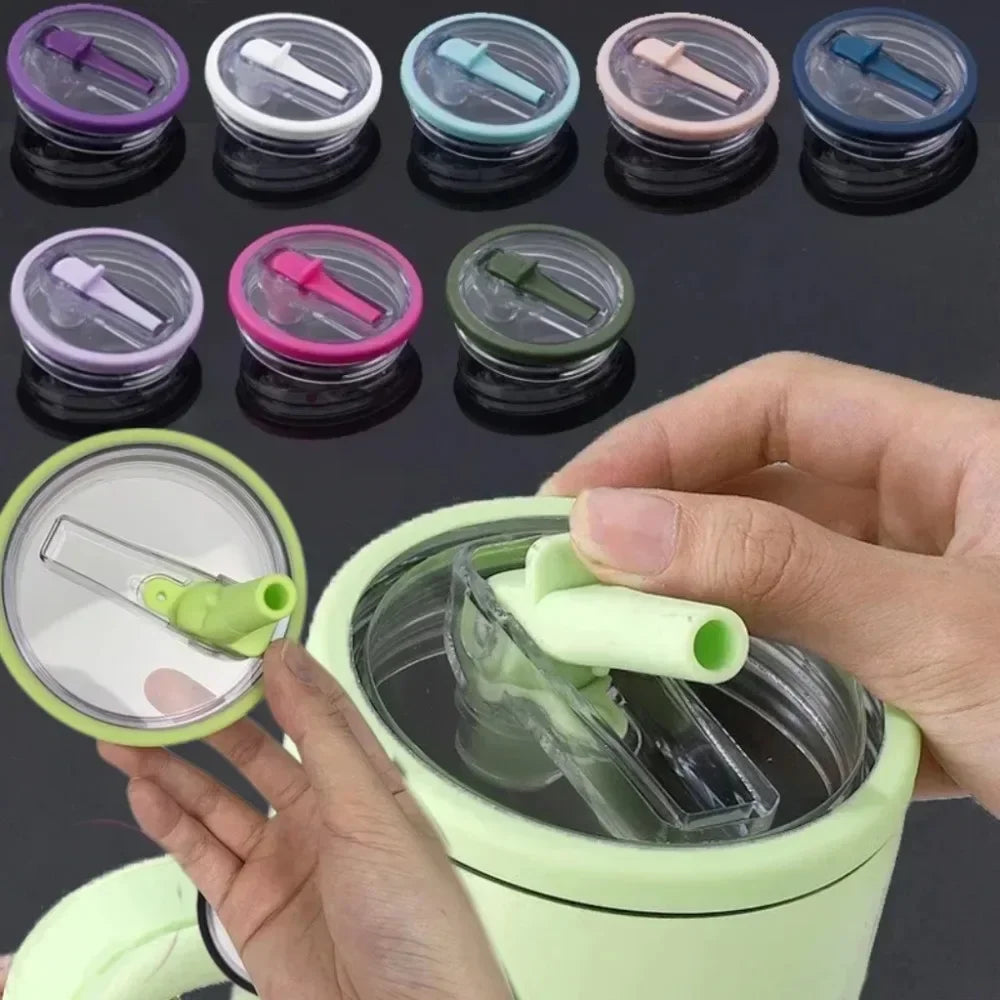 Stanley 40oz Spill-Proof Cup Cover – Replaceable Eco-Friendly Lid with Spiral Straw, Creative Cup Accessory