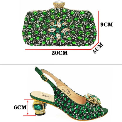 Silver Nigerian Women’s Shoe & Bag Set - African Fashion Party & Wedding Accessories
