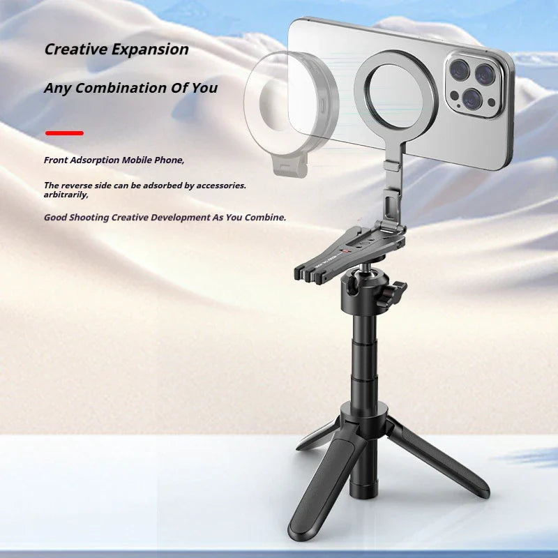 Aluminum Magnetic Phone Tripod – Foldable Universal Magsafe Holder & Camera Phone Stand