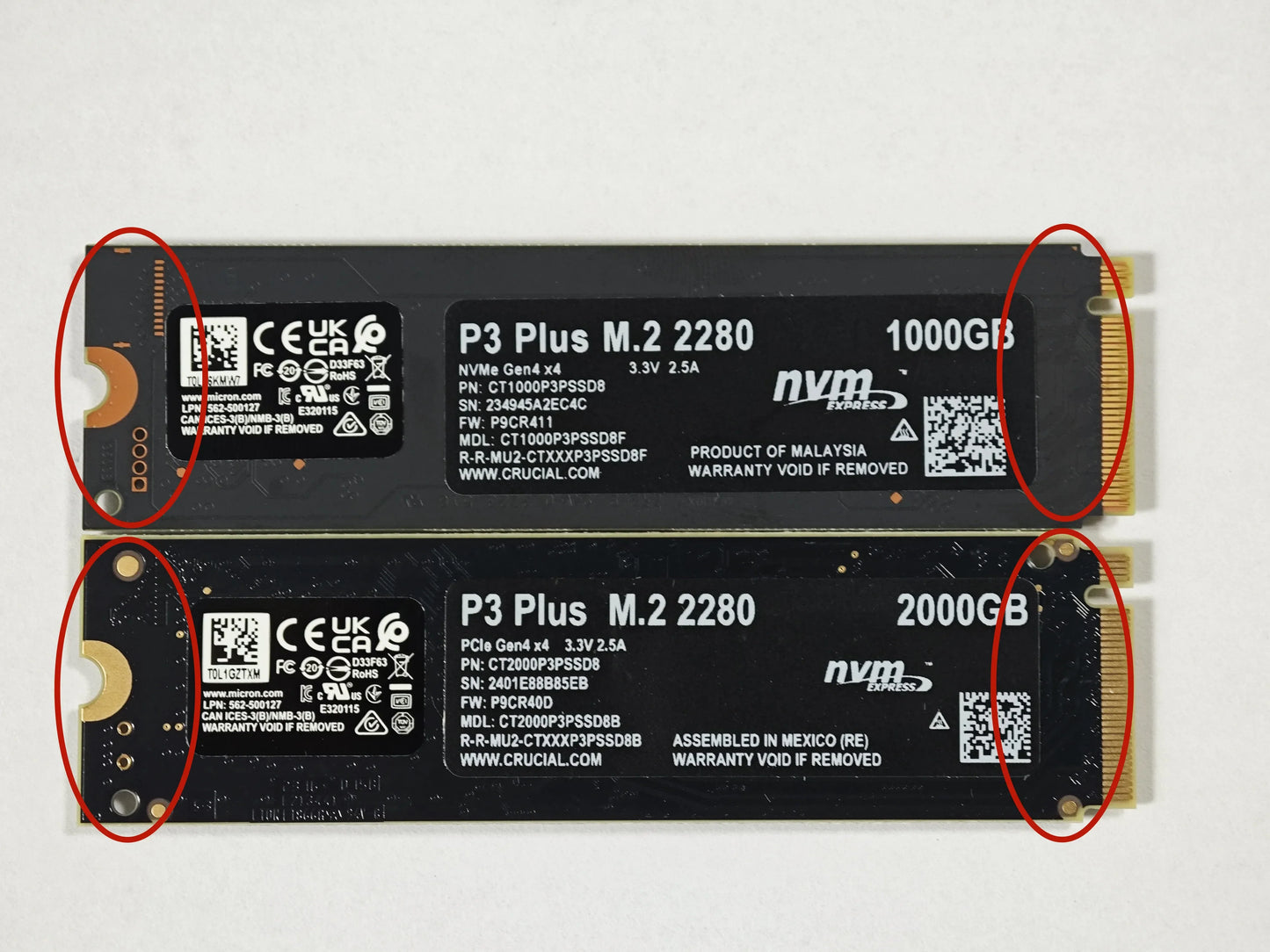 Crucial P3 Plus 1TB PCIe Gen4x4 NVMe M.2 SSD – 500GB, 1TB, 2TB, 5000MB/s Speed (OEM Package)
