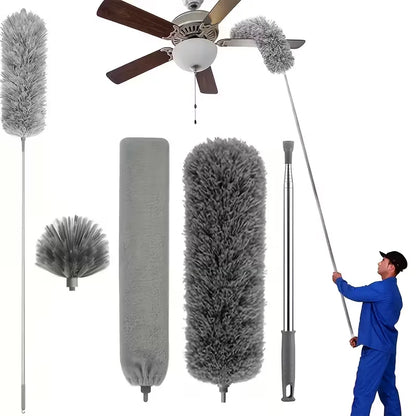 Microfiber Duster with 113.39in Telescopic Pole - Reusable High Ceiling Cleaner for Fans & Spider Web Removal