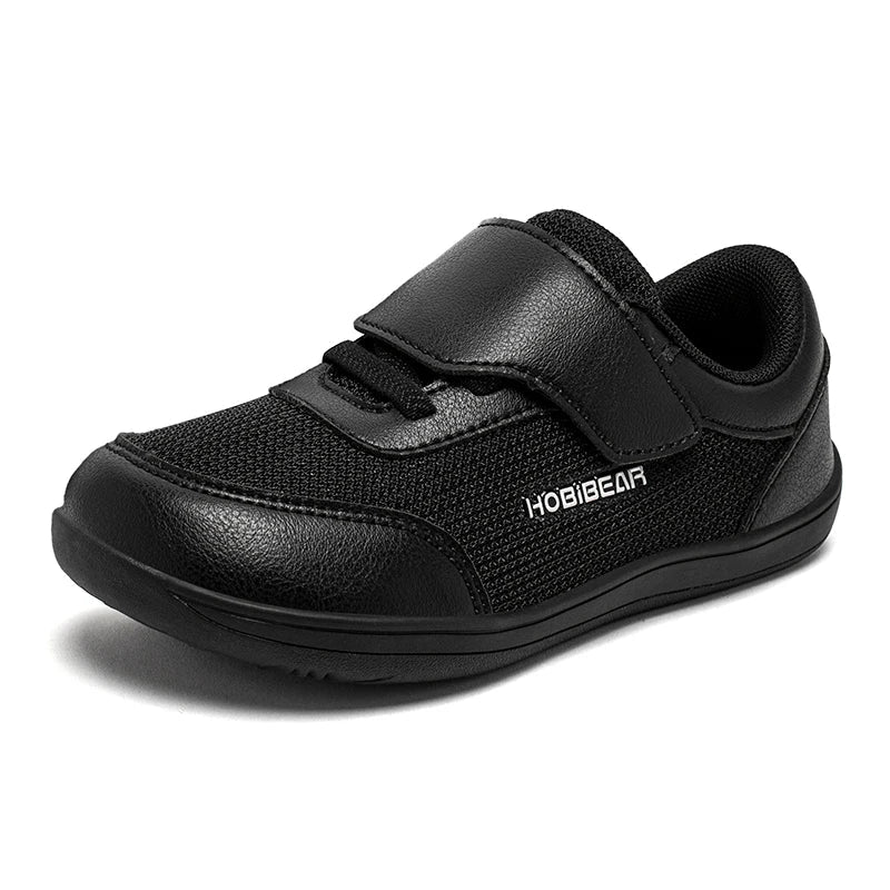 HOBIBEAR Kids Wide Toe Barefoot Shoes – Minimalist Hook & Loop Casual Sneakers, Breathable Zero Drop Shoes