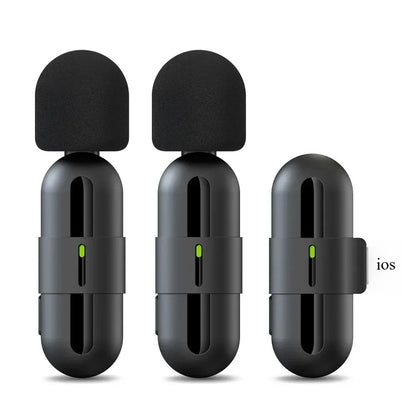 Basix Mini Wireless Lavalier Microphone - Noise Cancelling Portable Mic for iPhone Android Camera Live Interviews