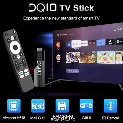 LEMFO DQ10 ATV Mini TV Stick – Android 13, 8K Video, 4K Wifi6, Voice Remote Smart TV Box
