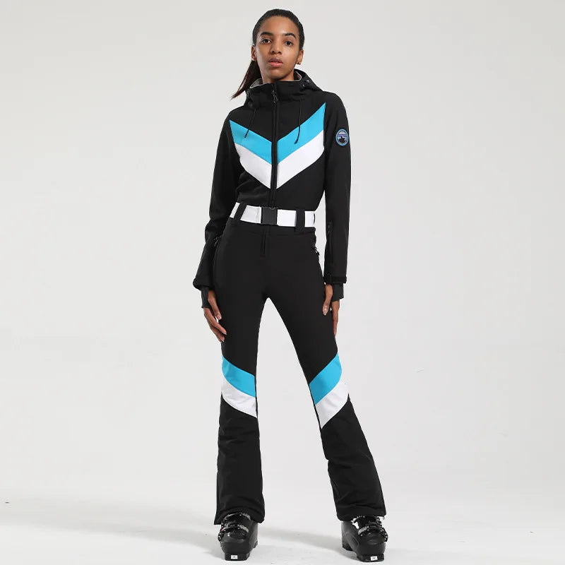Gsou Women’s Winter Snow Jumpsuit – One-Piece Ski Suit, Thermal Waterproof & Windproof Outdoor Sportswear for Snowboarding