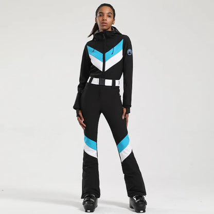 Gsou Women’s Winter Snow Jumpsuit – One-Piece Ski Suit, Thermal Waterproof & Windproof Outdoor Sportswear for Snowboarding