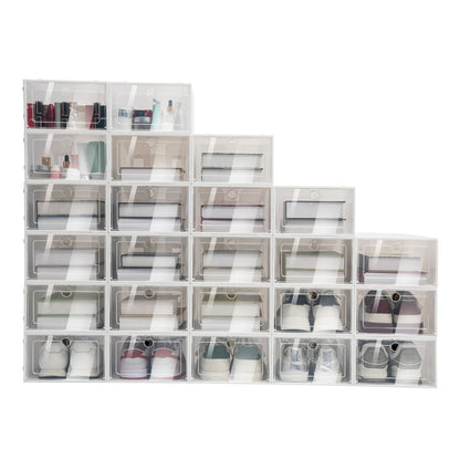 Foldable Shoe Storage Boxes Set - 20/24PCS Stackable Clear Plastic Shoe Organizer Cases for Home Closet Storage