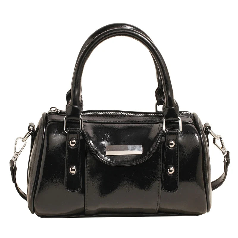 Burgundy Mini Top-Handle Bag for Women — PU Leather Shoulder & Crossbody Handbag 2024 Luxury Designer