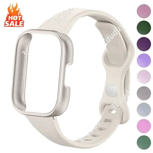 Slim Silicone Strap & Case - Soft Matte Protective Cover Bracelet for Redmi Watch 6/5/4 Active & 5 Lite