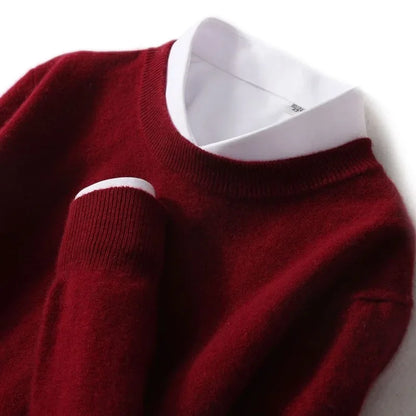 Men's Autumn Winter Cashmere Sweater - Soft Warm O-Neck Loose Knit Pullover Korean Style Top