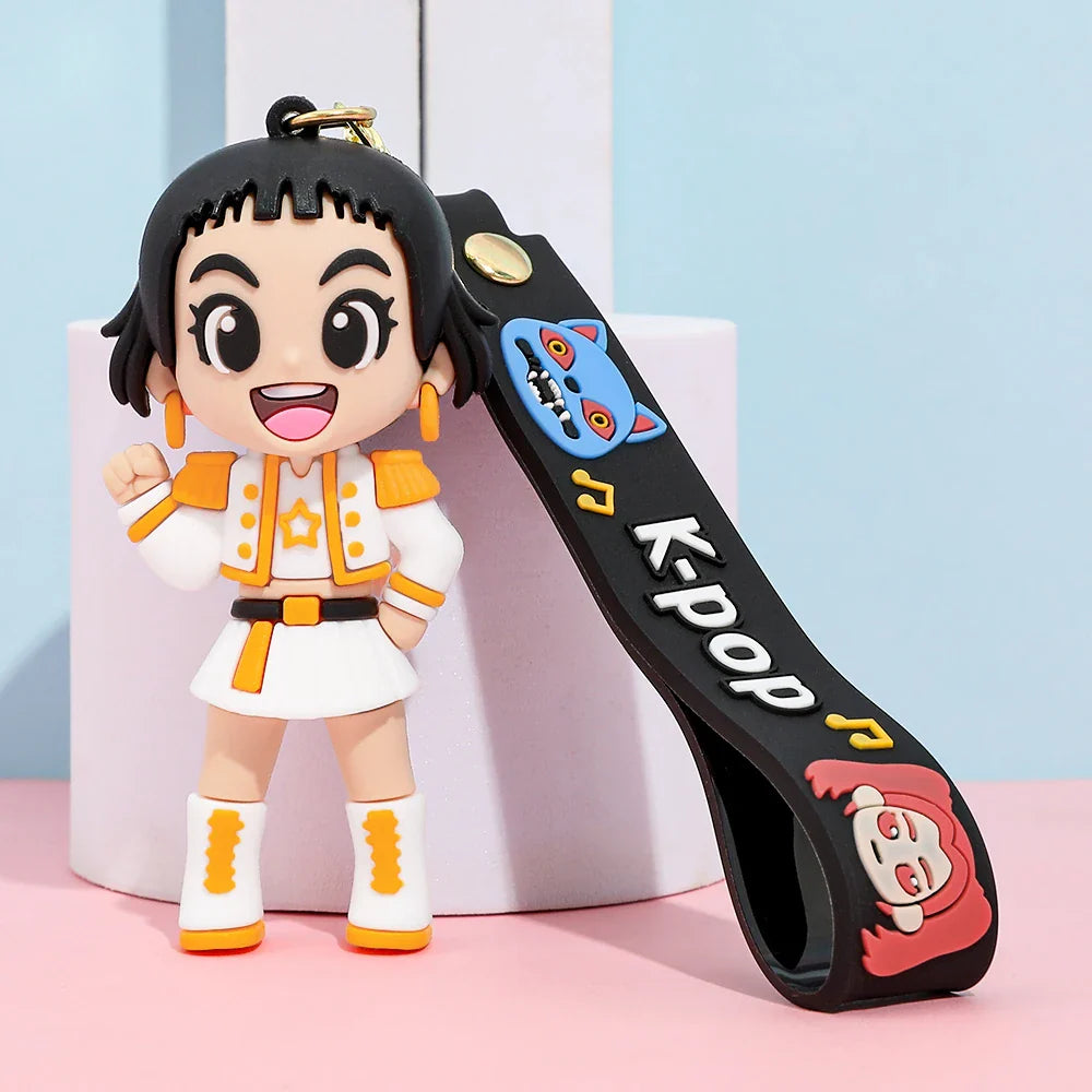 New KPOP Demon Hunters Keychain – Tiger PVC Figure, Cute Harajuku Style Key Ring for Kids & Fans