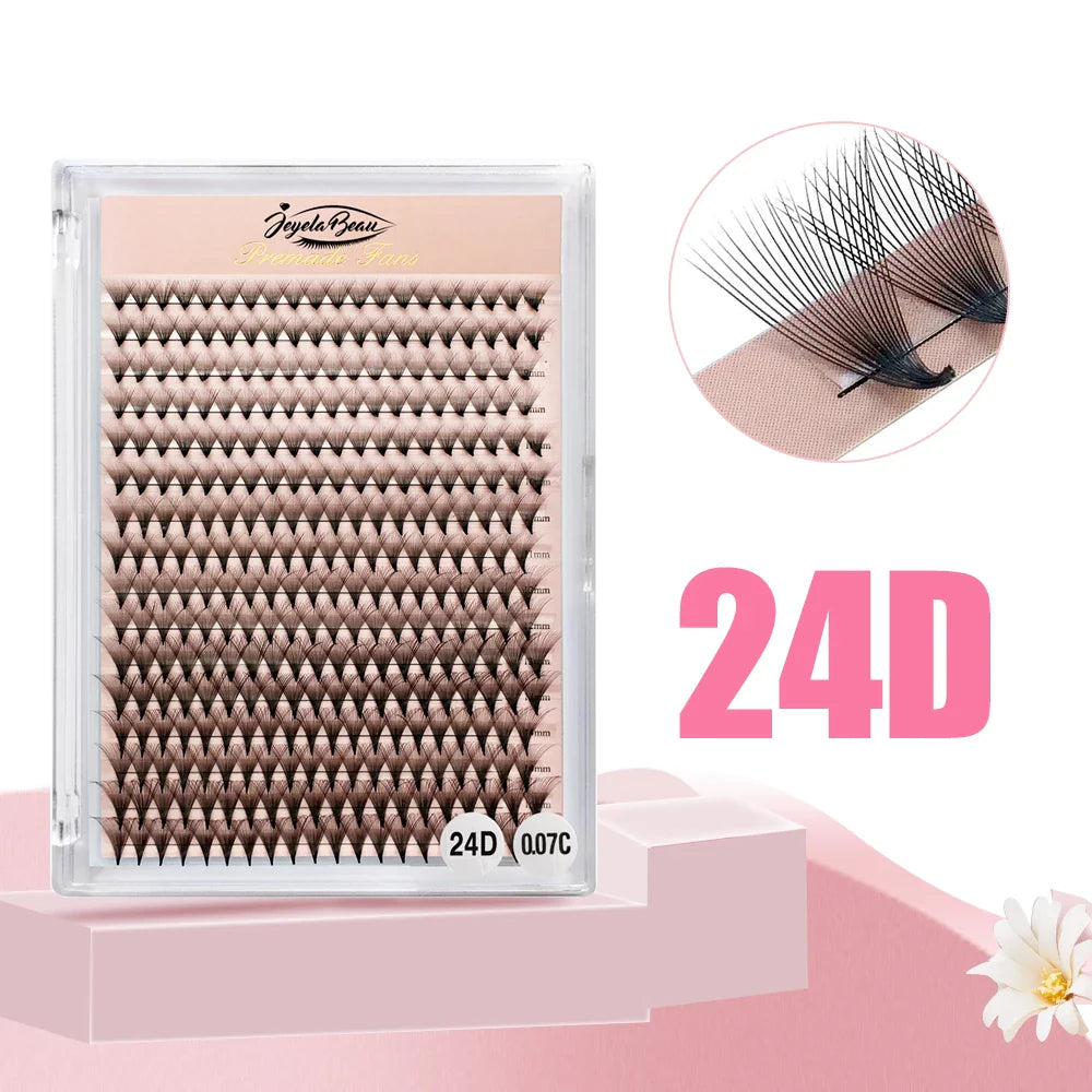 Goddess Premade Volume Lash Fans — 4D to 20D Faux Mink Individual Eyelash Extensions, Pointy Stem 320 Fans