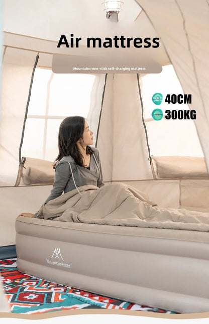 MOUNTAINHIKER 2025 Inflatable Air Mattress - PVC Glamping Camping / interior Bed Mat with Built-In Pump for 1-3 Person