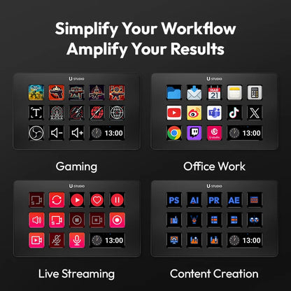 Ulanzi D200 Live Streaming Controller – 13 LCD Keys for Vlog, Content Creation, Photo & Video Editing, Gaming, Office Work