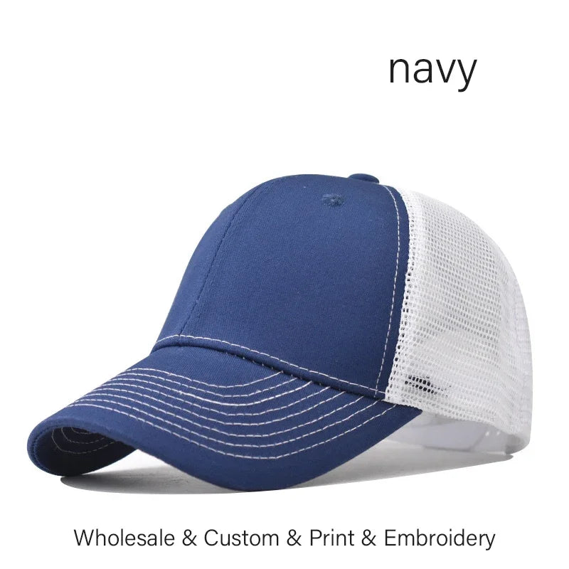 Custom Embroidered Baseball Cap - DIY Logo Mesh Hat for Men & Women, Adjustable Cotton Unisex Cap