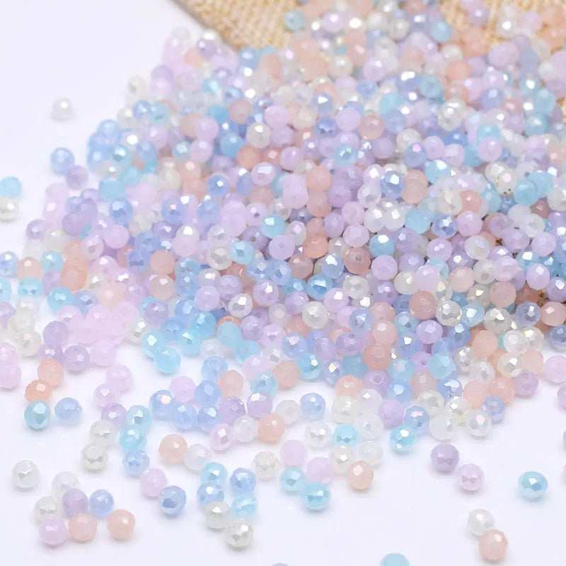 Mixed Color Crystal Glass Beads - 4mm Faceted Rondelle Spacer Beads for DIY Bracelet & Jewelry Making Crafts