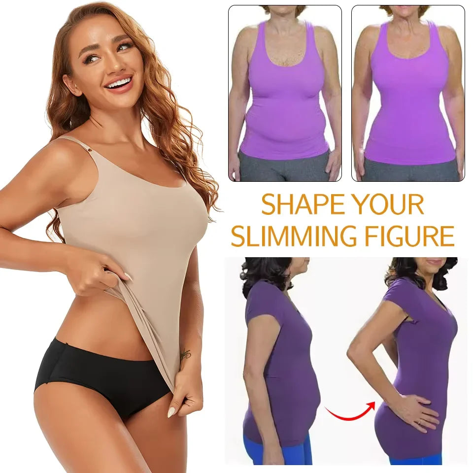 2PCS Women's Tummy Control Shapewear - Seamless Slimming Compression Camisole Tank Top