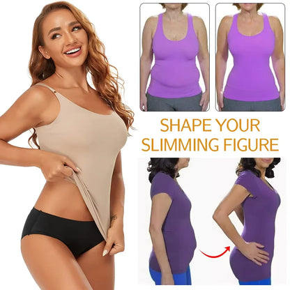 2PCS Women's Tummy Control Shapewear - Seamless Slimming Compression Camisole Tank Top