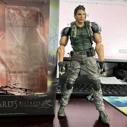 Play Arts Kai Chris Redfield Action Figure - Articulated Biohazard 5 Character Model Collectible Toy Gift