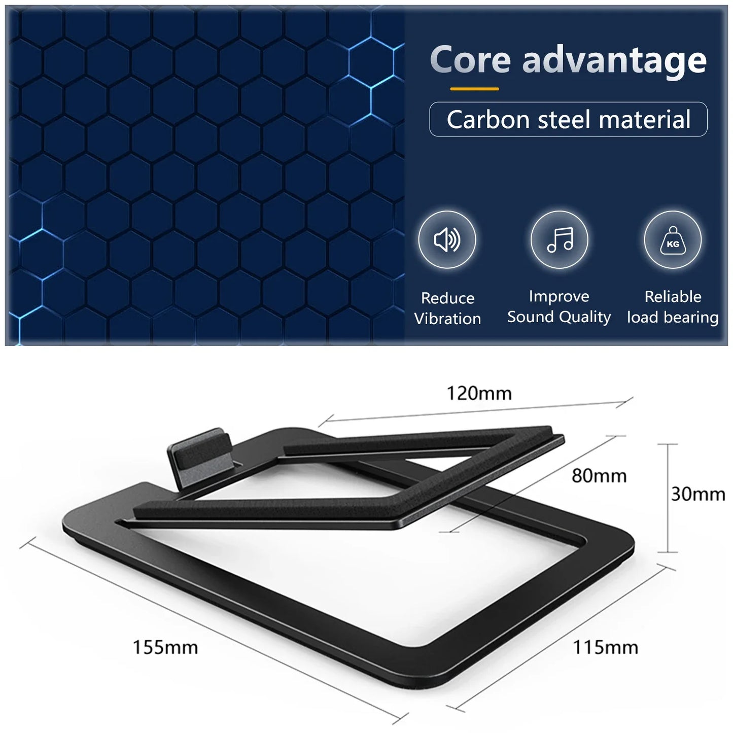 Carbon Steel Speaker Stand Base - Shock Absorbing Tabletop Audio Support