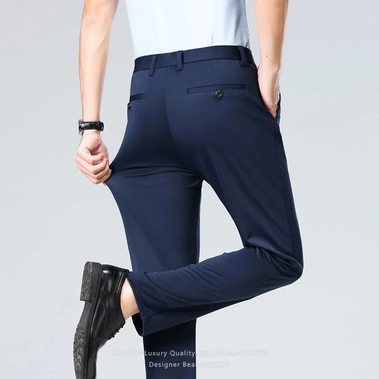 Men’s Slim Stretch Suit Pants - Summer Thin Business Formal Trousers for Office, Work & Plus Size Fit