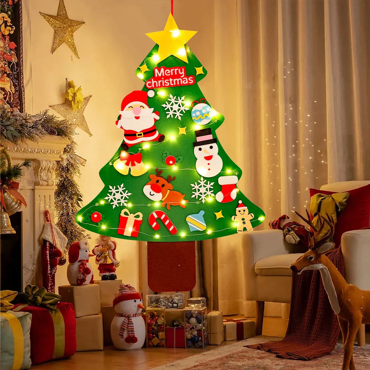 DIY Felt Christmas Tree Decoration – Xmas Ornament for Home Navidad Noel 2025 Santa Claus Kids Gift