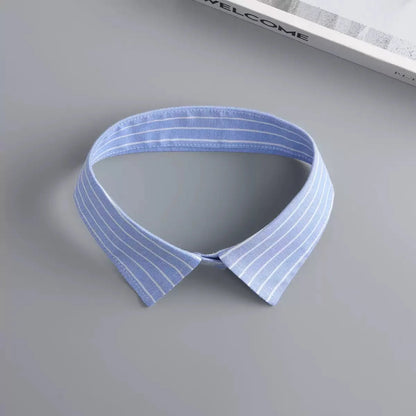 White Detachable Fake Collar - Stripe Lapel Faux Shirt Neckline Accessory for Women