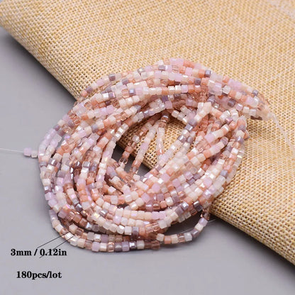 Pink Czech Glass Crystal Beads - 3mm 4mm 5mm Cube Square Candy Seed Beads for DIY Jewelry Making Charms