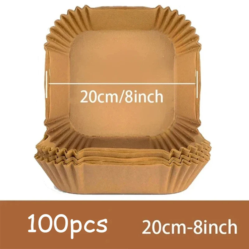 50Pcs Disposable Non-Stick Air Fryer Paper Liners – Round Baking Sheets Kitchen Airfryer Accessories for Easy Cooking & Cleanup