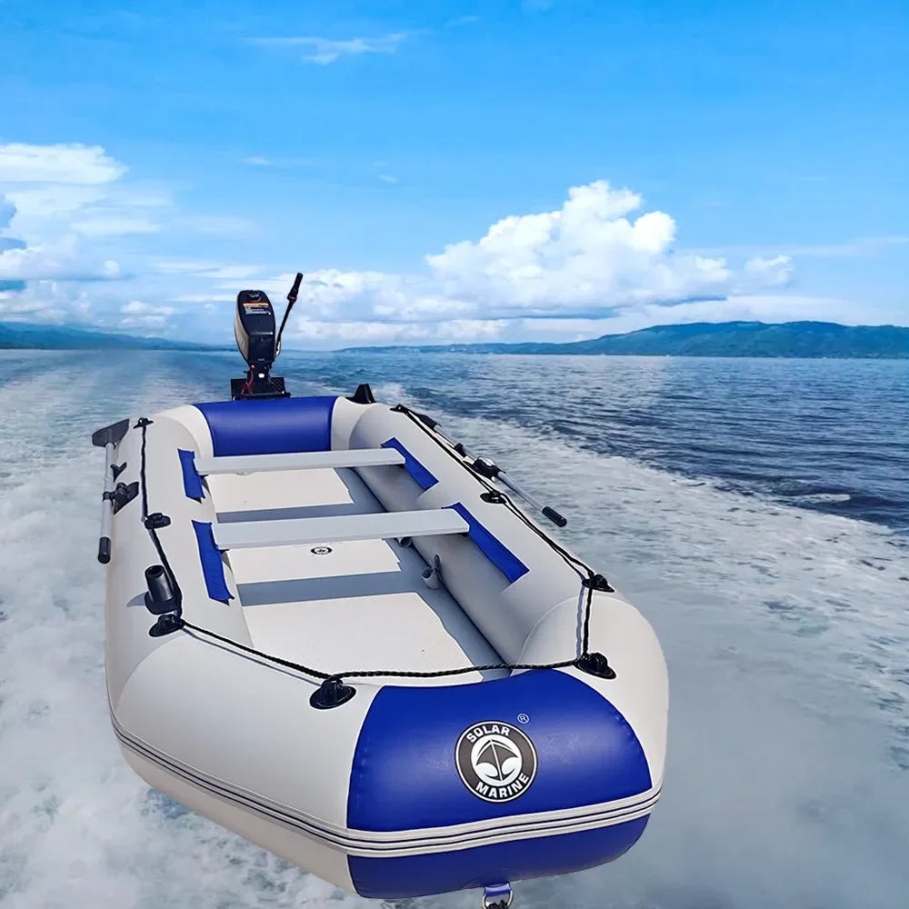 Solarmarine PVC Inflatable Belly Boat – River Fishing Kayak, Fishing Boat with Outboard Engine Installation Option