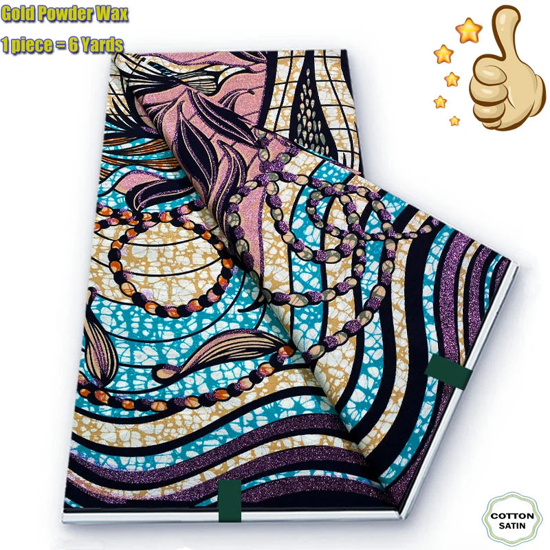 2026 African Grand Golden Wax Fabric - Soft Pink Flash Gold Ankara Batik Pagne