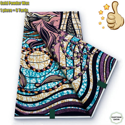 2026 African Grand Golden Wax Fabric - Soft Pink Flash Gold Ankara Batik Pagne