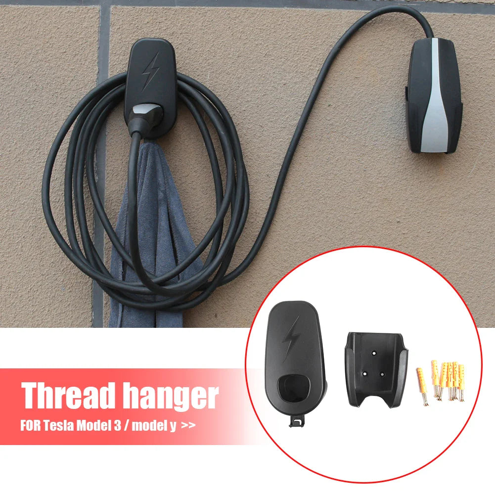 Vehicle Charger Control Holder with Chassis Bracket - Wall Stand for Tesla Model 3/Y, Charger Cable Organizer