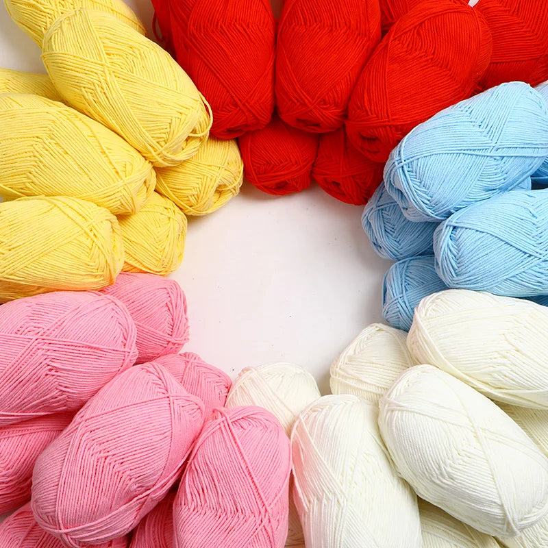 40-50g/Set 4ply Milk Cotton Knitting Yarn – Dyed Lanas for Crochet, Sweaters, Hats & Dolls, Affordable Craft Supplies