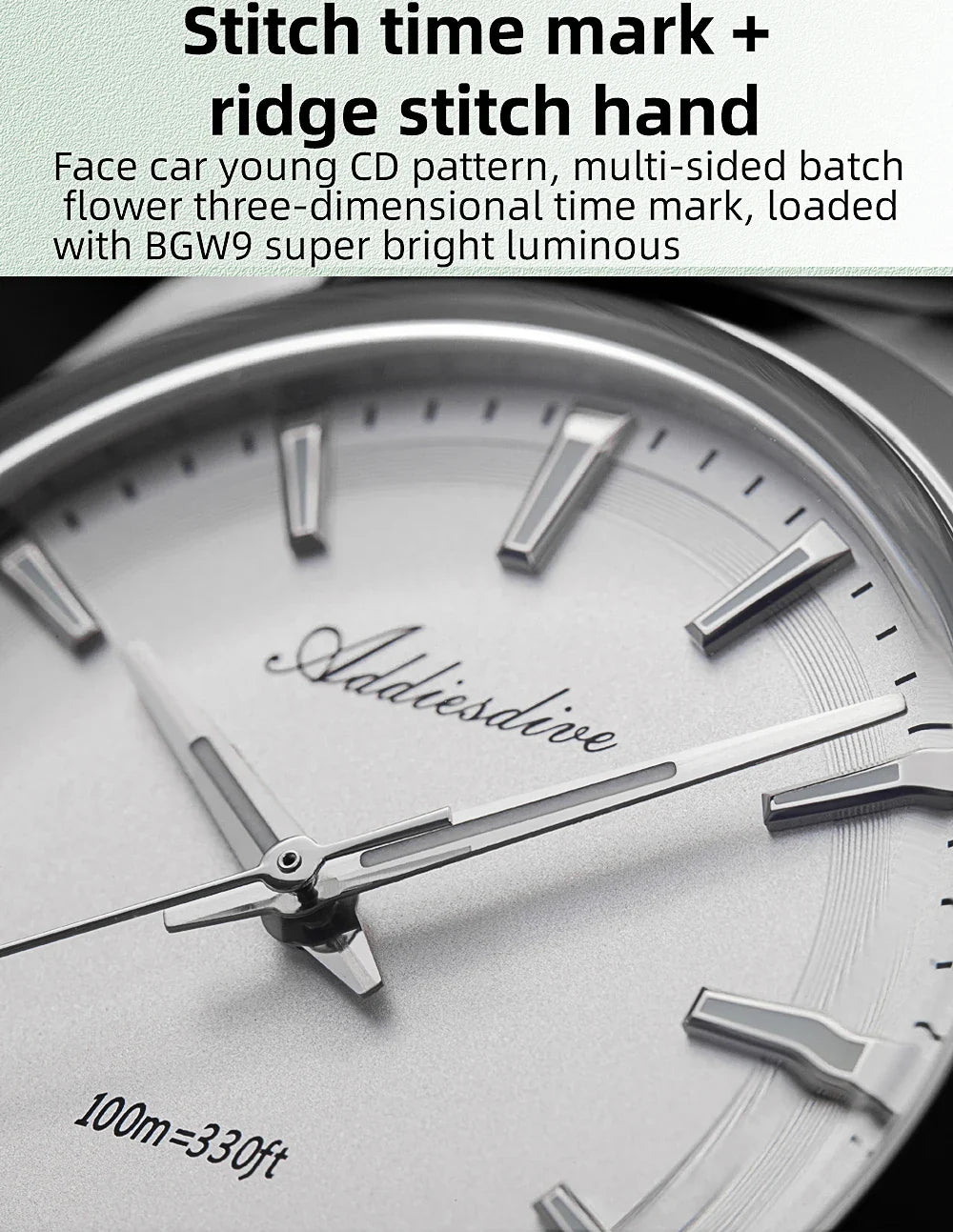 ADDIESDIVE 36MM Men's Stainless Steel Quartz Watch — Luxury Bubble Mirror Glass, 100M Waterproof Timepiece AD2066