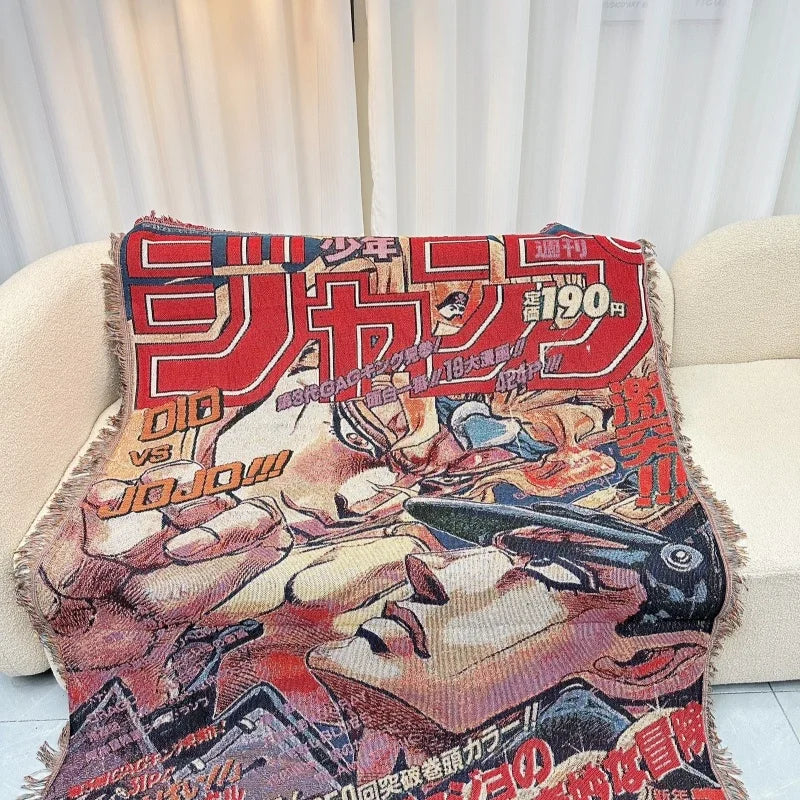 Anime Dragon Ball & One Piece Cotton Blanket – Casual Decorative Throw for Bed, Sofa, and Home Decor