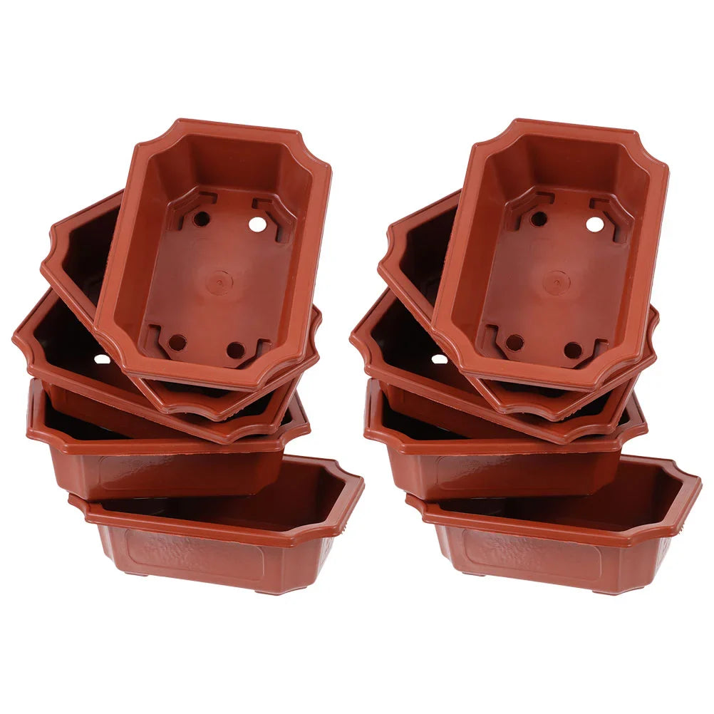 10 Pcs Large Plastic Flowerpots – Reusable Bonsai & Succulent Planting Pots for Indoor & Outdoor Use