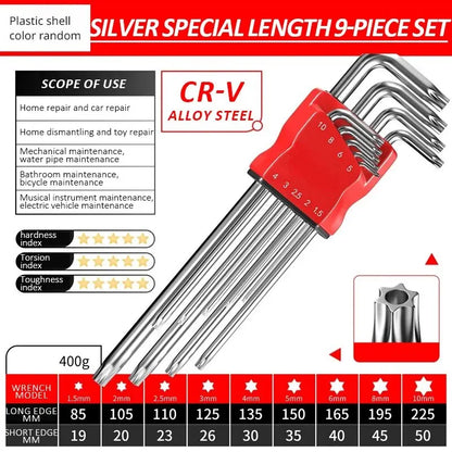 High-Strength Hex Wrench Set - Durable Hex Key Spanner Tool for Repairs & Assembly