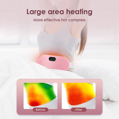 Electric Heating Pad for Women – Menstrual Cramp Relief Vibrator, Period Pain Massager & Abdominal Belt Warmer