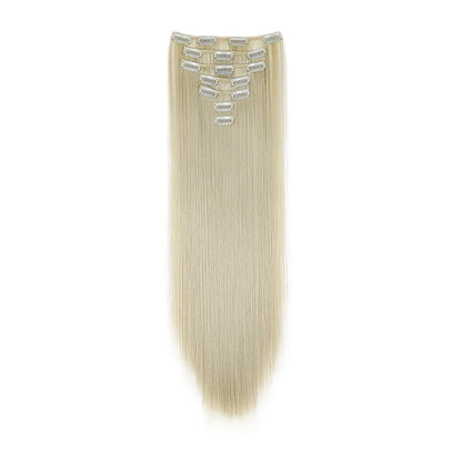 WIGSIN 24 Inch Synthetic Hair Extensions - 7PCS Long Straight Clip-In Hairpieces for Women in Black and Blonde Styles