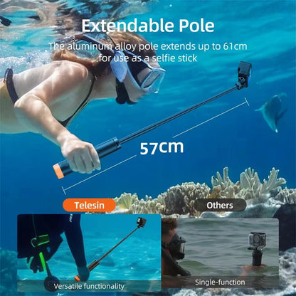 BSLIUFANG Underwater Buoyancy Pole Selfie Stick Tripod — Extendable Mount for GoPro, Insta360, DJI Osmo, and Sports Cameras