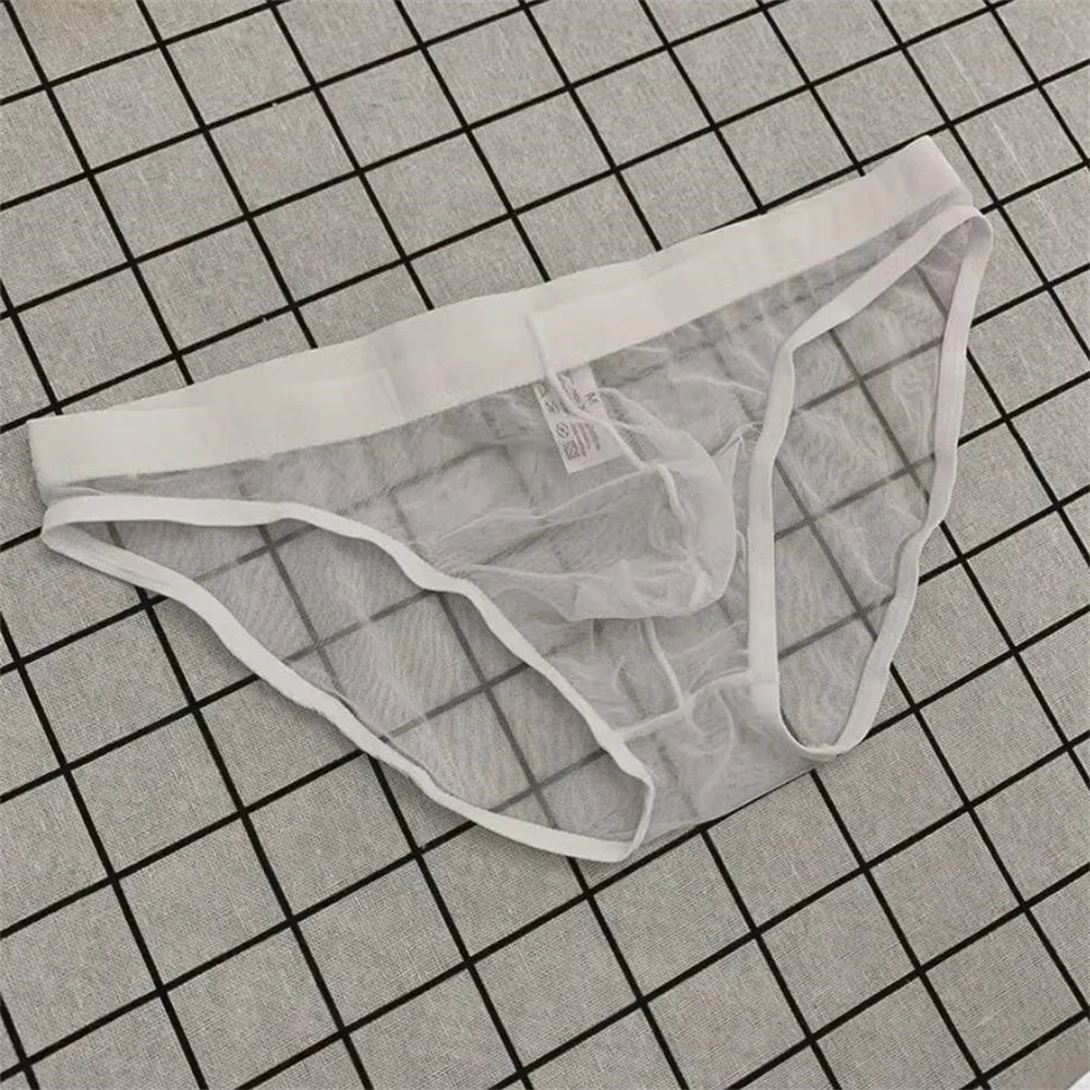 Ultra-Thin Transparent Mesh Men's Briefs - Quick-Dry See-Through Underwear Plus Size