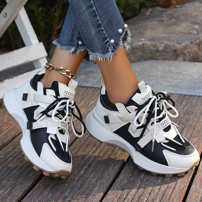 New Women’s Mesh Sneakers - Breathable Platform Lace-Up Casual Outdoor Low Top Shoes, Zapatos De Mujer